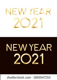 2021 Neujahrsbanner mit Skript-Textdesign-Vorlage für Poster oder Grüße-Karte, flache Vektorgrafik auf braunem und weißem Hintergrund