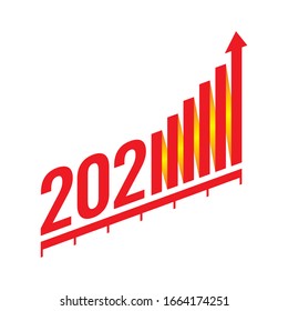 2021 new year and bar chart. 2021 logo