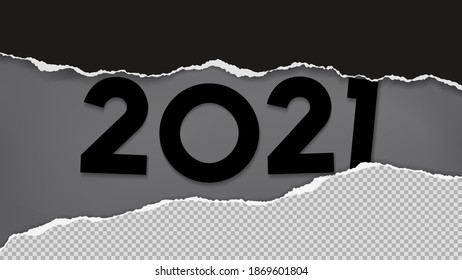 2021 new year. Black numbers with shadow are on dark background. Vector illustration