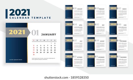 2021 new year calendar design elegant business style