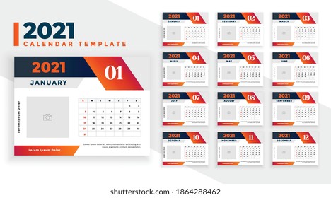 2021 new year calendar design in geometric shape style