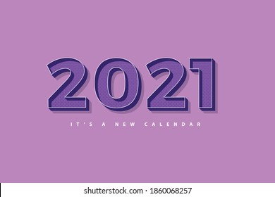 2021 new year calendar, holiday illustration of retro purple colorful background template