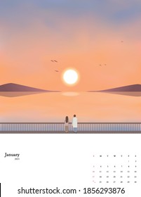 2021 New Year Calendar Set 01 : New Year's sunrise