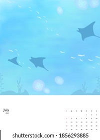 2021 New Year Calendar Set 07 : deep-sea scenery