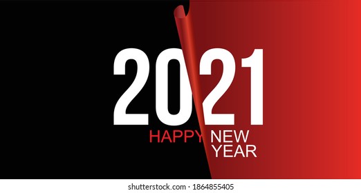 2021 new year card with realistic papercut page design Vector
