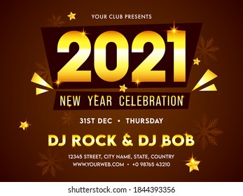 2021 New Year Celebration Invitation Card Or Flyer Design With Event Details.