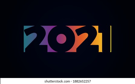 2021 Neujahr-farbige Zahlen-Design. Vektorgrafik
