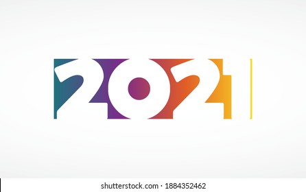 2021 Neujahr-farbige Zahlen-Design. Vektorgrafik. weißer Hintergrund