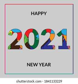 2021 New year colorful poster with white background 