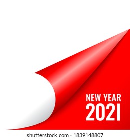 2021 New Year Coming Soon, Curled Calendar Page On Red Background