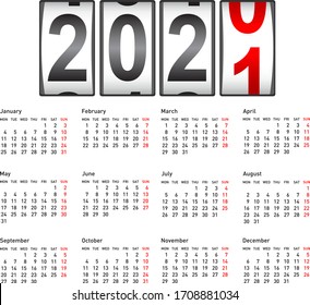 2021 New Year counter, change calendar illustration