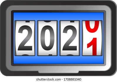 2021 New Year counter, change calendar illustration