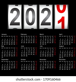 2021 New Year counter, change calendar illustration