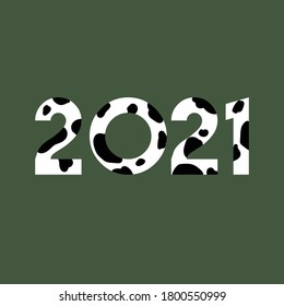 2021 New Year. Cow pattern numbers for your design. Vector.
