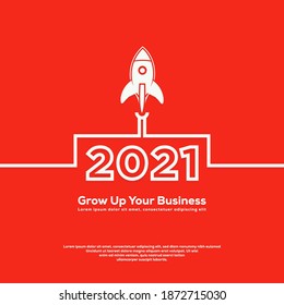 2021 new year with creative rocket bulb idea design, Inspiration start up business plan, grow up business, marketing strategy, teamwork, brainstorm concept, Vector illustration modern design vector.