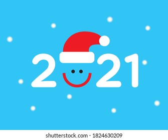 2021 new year design with Santa Claus icon. Vector illustration
