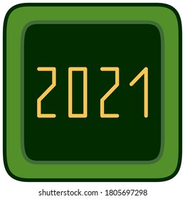 Cartel de la celebración, cartel o tarjeta de saludo de la plantilla de diseño de Año Nuevo 2021. Ilustración del vector