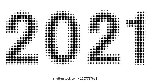 2021 new year figures date halftone style vector 2021 halftone effect numbers Dotted font