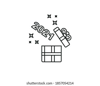 2021 New year gift box flat design icons.
