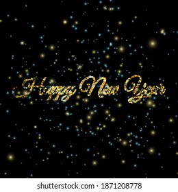 2021 New Year. Glitter Gold Confetti. Holiday Greeting Card. Isolated Vector. 2021 Merry Christmas Banner. Shiny Party Background. Xmas present. Bright decoration. Falling Confetti. Xmas celebration.