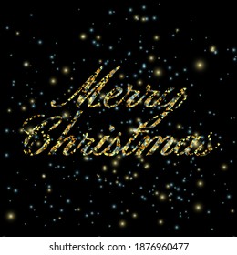 2021 New Year. Glitter Gold Confetti. Holiday Greeting Card. Isolated Vector. 2021 Merry Christmas Banner. Shiny Party Background. Xmas present. Bright decoration. Falling Confetti. Xmas celebration.
