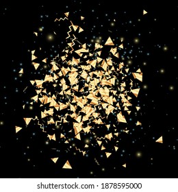 2021 New Year. Glitter Gold Confetti. Holiday Greeting Card. Isolated Vector. 2021 Merry Christmas Banner. Shiny Party Background. Xmas present. Bright decoration. Falling Confetti. Xmas celebration.