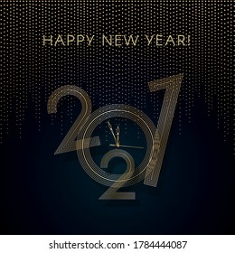 2021 New Year Gold lines on a blue background Creative element for design luxury card invitation party for the New Year 2021 and Christmas Modern design gold line 2021 festive invitation card Vector