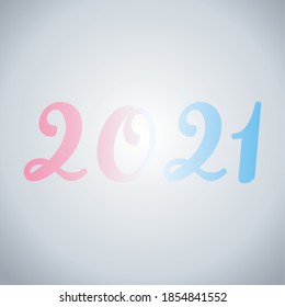 2021 new year, handwritten number on blurred background vector illustration