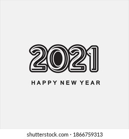 2021 plantilla de diseño de ilustraciones vectoriales de iconos de año nuevo.Diseño para banner, tarjetas de felicitación, folleto o impresión. Ilustración vectorial. Aislado sobre fondo blanco.