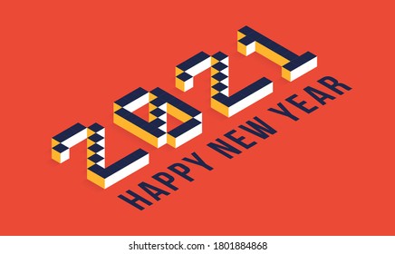 2021 New year isometric vector illustration art. Minimal 2021 vector Holiday decoration elements for design, postcard, greeting cards and invitations or flyer