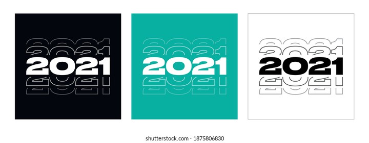 2021 Plantilla de diseño de logotipo de tipografía de texto de Año Nuevo para carteles, publicaciones en medios sociales, afiches, etc. 