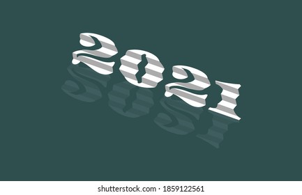 2021 New Year Next Steps text effect isolated on tidewater green background, Vector Illustration.