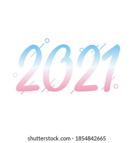 2021 new year, number color text greeting card vector illustration