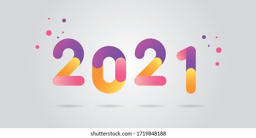 Números de año nuevo 2021 con color degradado