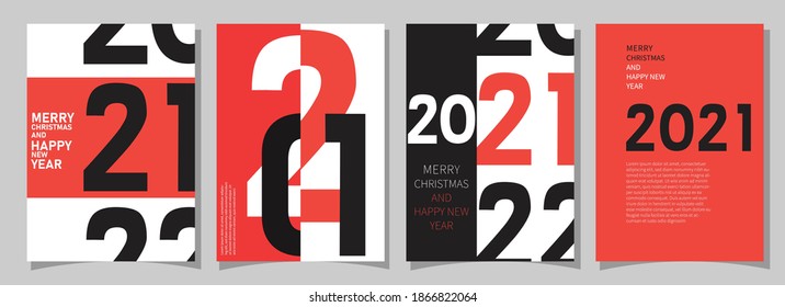 2021 New Year posters set, Design templates.for celebration and season decoration. backgrounds for branding, banner, cover, card