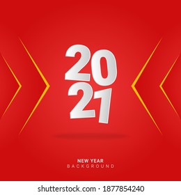 2021 New Year with Red Background. Good used for Your Feed, Brochure, Flyer, and Poster Background.