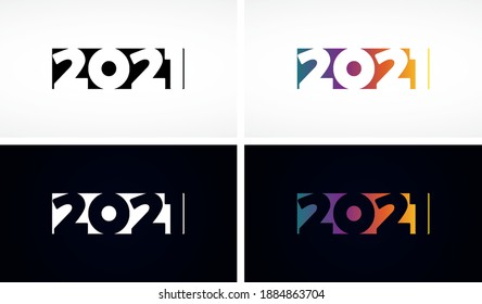 2021 New Year set of colored numbers design. Vector graphic