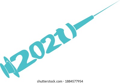 2021 New Year in shape of Syringe Injection