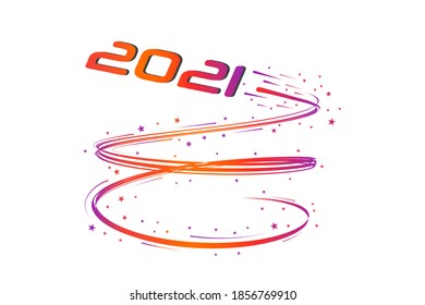 2021 new year. speed, takeoff, track. Festive color art new year's illustration.
