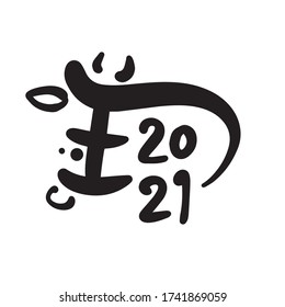 2021 New Year stamp design(It is written as cow in Japanese)