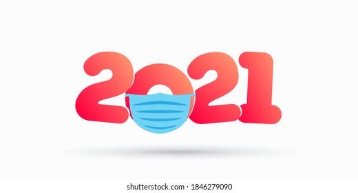2021 new year template. Coronavirus in 2021 vector illustration