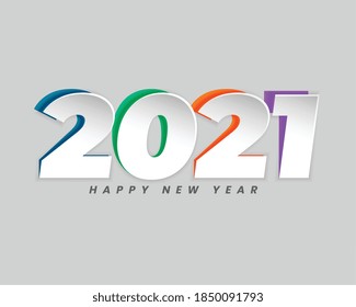 2021 new year text in paper cut style design
