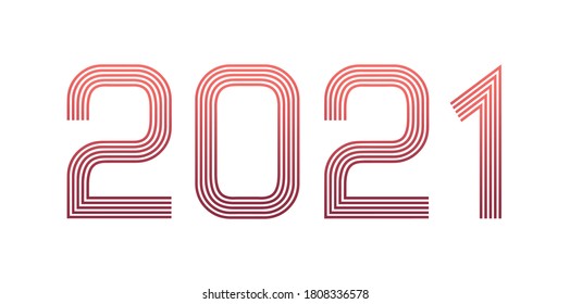 2021 new year. Two thousand twenty-one celebration banner. Red gradient logo with original numbers design on a black background vector.