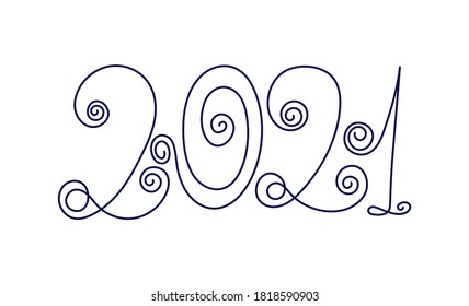2021 New year. Vector design template. Lettering for sticker. Banner text