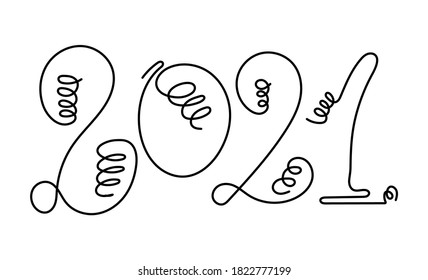 2021 New year. Vector design template. Lettering for sticker. Banner text