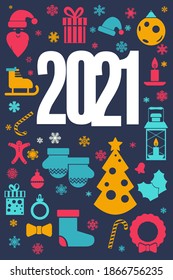 2021 new year in vector format. For different design projects for holidays ideas