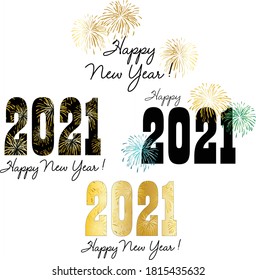 
Gráficos vectoriales de 2021 con fuegos artificiales