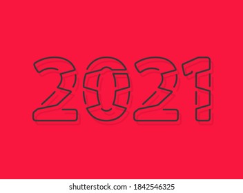 2021 new year vector template.  Modern line stroke style design
     
