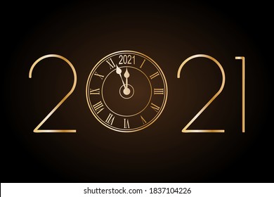 Año nuevo 2021 con gradiente dorado del reloj