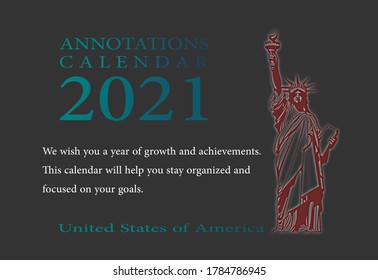 2021 Note Calendar (United States of America)